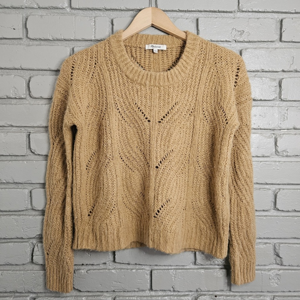 Madewell Womens Sweater‎ XXS Alpaca Blend Brown Cable Knit